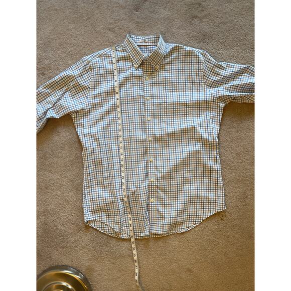 Peter Millar Nanoluxe Plaid Long Sleeve Button Down Top Size L Easy Care Cotton - Picture 6 of 6